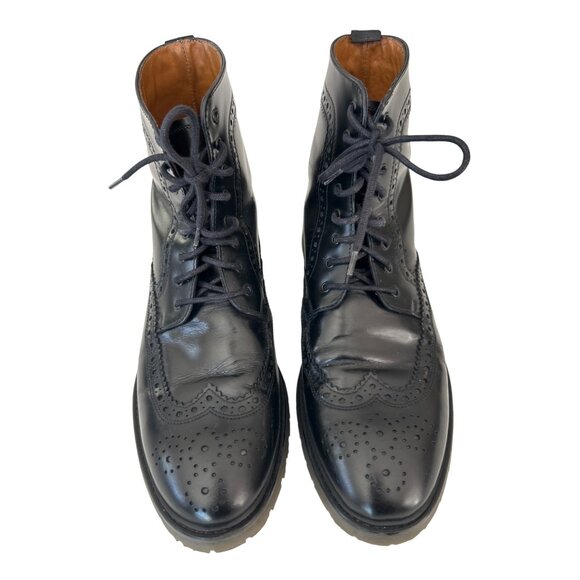 Kurt Geiger Jeremiah Brogue Boots Grunge Men's Size 41 Leather Black Wingtip - Picture 3 of 9